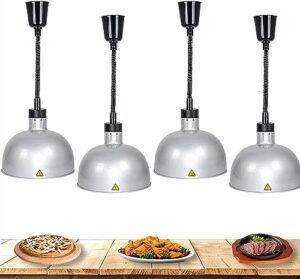 linkanruo food heat lamp commercial food warmer, buffet heating lamp for keep food warm, food heat pendant light for food service restaurant kitchen, 60-180cm retractable food heating lamp, silver (si