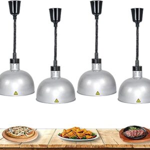 LINKANRUO Food Heat Lamp Commercial Food Warmer, Buffet Heating Lamp for Keep Food Warm, Food Heat Pendant Light for Food Service Restaurant Kitchen, 60-180Cm Retractable Food Heating Lamp, Silver (Si