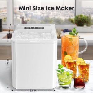 Ice Maker, Portable Countertop Icemaker Machine, Self Cleaning Quiet 2 Sizes Bullet Cubes Makers, 9 Cubes in 6 Mins, 26lbs/24Hrs with Ice Scoop, Basket for Home Kitchen Party