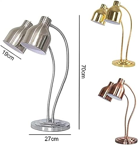 LINKANRUO Commercial Food Heat Lamp Freestanding - Double Head Multi-Directional Adjustment Catering Food Warmer Lights for Pizza, Steak, Fried Chicken at Parties and Buffets Lamps(Silver)