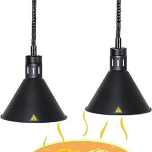 LINKANRUO Food Heat Lamp, 60-180cm Retractable Catering, Restaurant Pendant Ceiling Lights for Keep Steak Pizza Warm, Kitchen Buffet Insulation Equipment, 2pcs 27mm Lamps