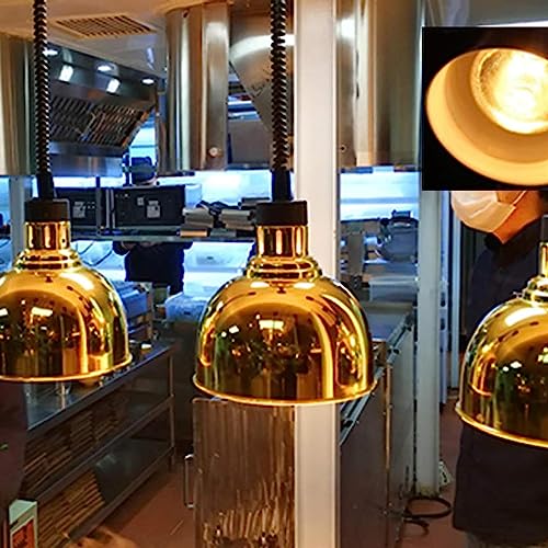 LINKANRUO Commercial Food Heat Lamp Warmer, Food Warmer Lamp Telescopic, Food Heat Lamp Hanging Food Warmer Lamp Buffet Food Heat Preservation Chandelier Restaurant Equipment Lamps(Gold)