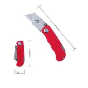 Tosconve 4 Pack Folding Utility Knife Box Cutter Folding with Extra 20 Blades, Foldable Box Cutters for Cartons Boxes Cardboard Cutter, Razor Knife Utility Knives Box Opener Cutter for Light Duty