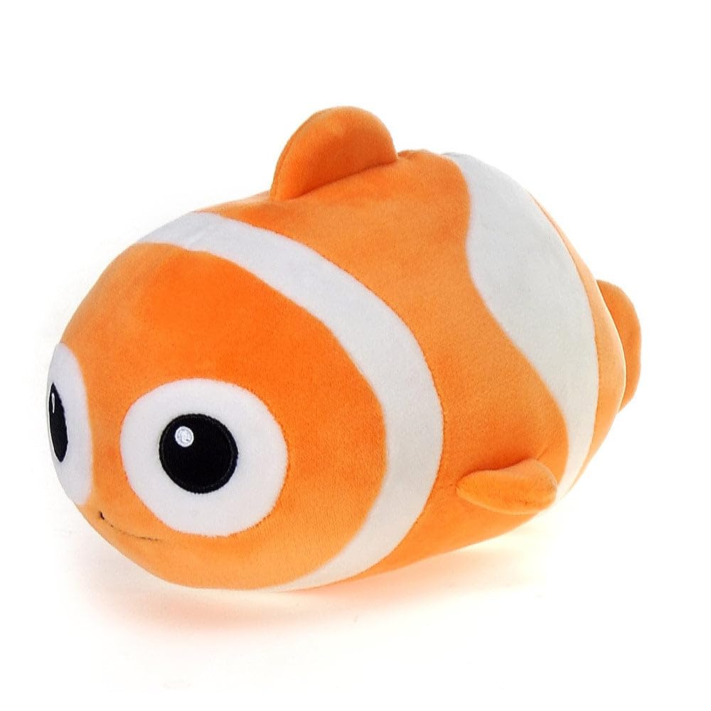 8-Inch Clown Fish Plush Toy - Snuggly Cora Lil’ Huggy with Soft and Squishy Pillow for Kids, Baby Showers, Birthdays