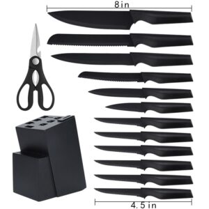 Knife Sets for Kitchen, 15 Pieces Kitchen knives Set with Built-in Sharpener, High Carbon Stainless Steel Chef Knife Block Sets, Sharp & Rust Resistant Dishwasher Safe