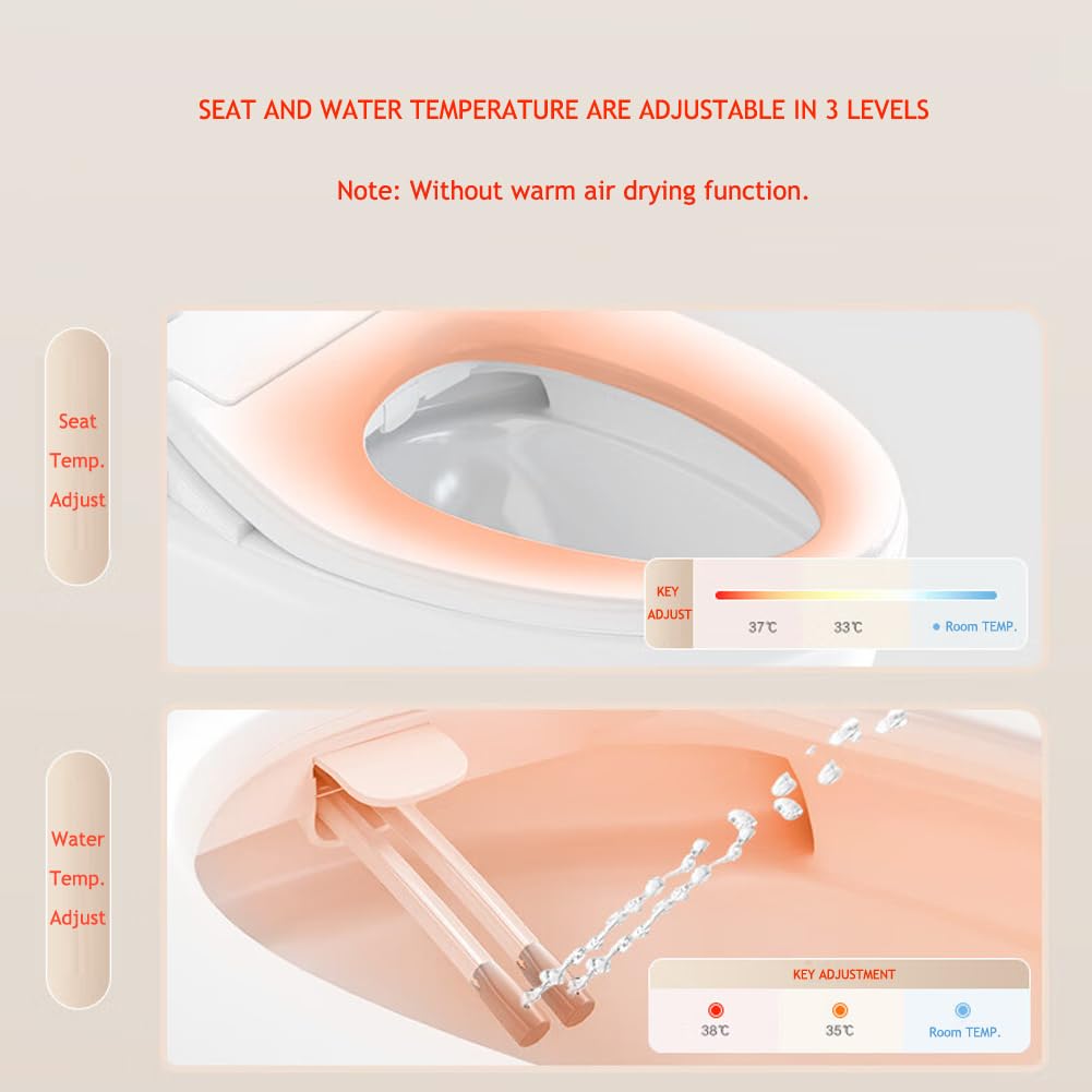 Smart Bidet Toilet Seat, Electronic Heated Bidet Seat, Elongated Toilet Seat With Instant Warm Water, Buttock/Feminine Wash, Dual Spray Rods, Self-Clean Nozzle, Slow Close Lid