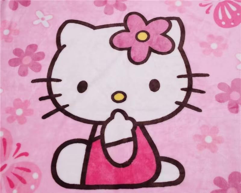 Throw Blanket 55'' x 40'' Cartoon Hello Cat Kawaii Blanket for Girls Kids Super Soft Warm, Couch Chair, Living Room, Pink (Pink-10)