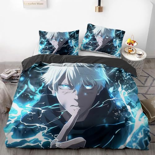 GSHLGAO Anime Duvet Cover Set, Japanese Anime Bedding Set, Anime Themed Bedroom Decoration Bed Set for Kids, Teens, Boys, and Girls, with 2 Pillowcases (image1,Twin 68x86in + 20x30in*2)