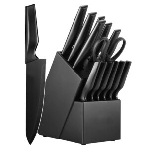 knife sets for kitchen, 15 pieces kitchen knives set with built-in sharpener, high carbon stainless steel chef knife block sets, sharp & rust resistant dishwasher safe