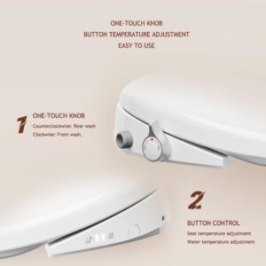 Smart Bidet Toilet Seat, Electronic Heated Bidet Seat, Elongated Toilet Seat With Instant Warm Water, Buttock/Feminine Wash, Dual Spray Rods, Self-Clean Nozzle, Slow Close Lid