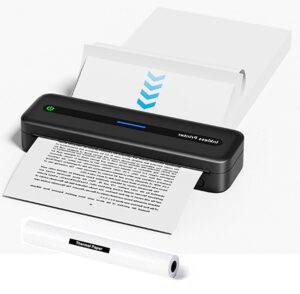 zoolion 1 wireless portable printer & 1 thermal paper roll 8.5"x11" & 100 folded thermal paper 8.5"x11"