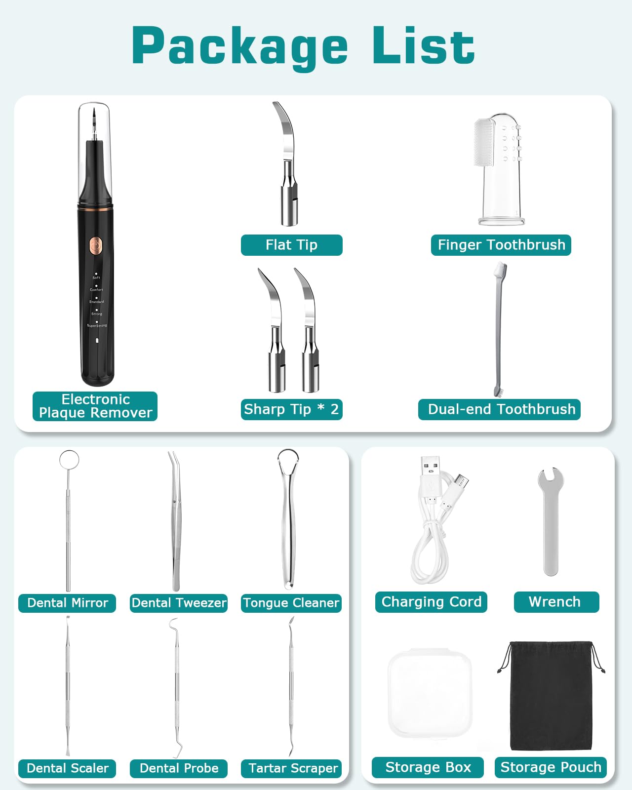 Petbank Dog Teeth Cleaning Kit 12-in-1, Pet Ultrasonic Canine Plaque Remover for Teeth with LED Light, 5 Cleaning Mode, USB Charge Dog Toothbrush Tool with Dental Tools Scaler Scraper