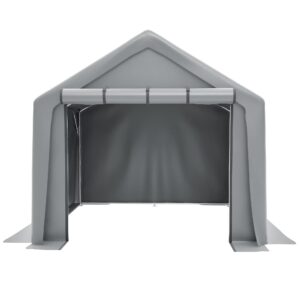 chicfurnit carport,8x8ft heavy carport portable garage,spacious protective outdoor activities shed storage space for gardening tools, large size metal frame portable ventilated garden shed,grey