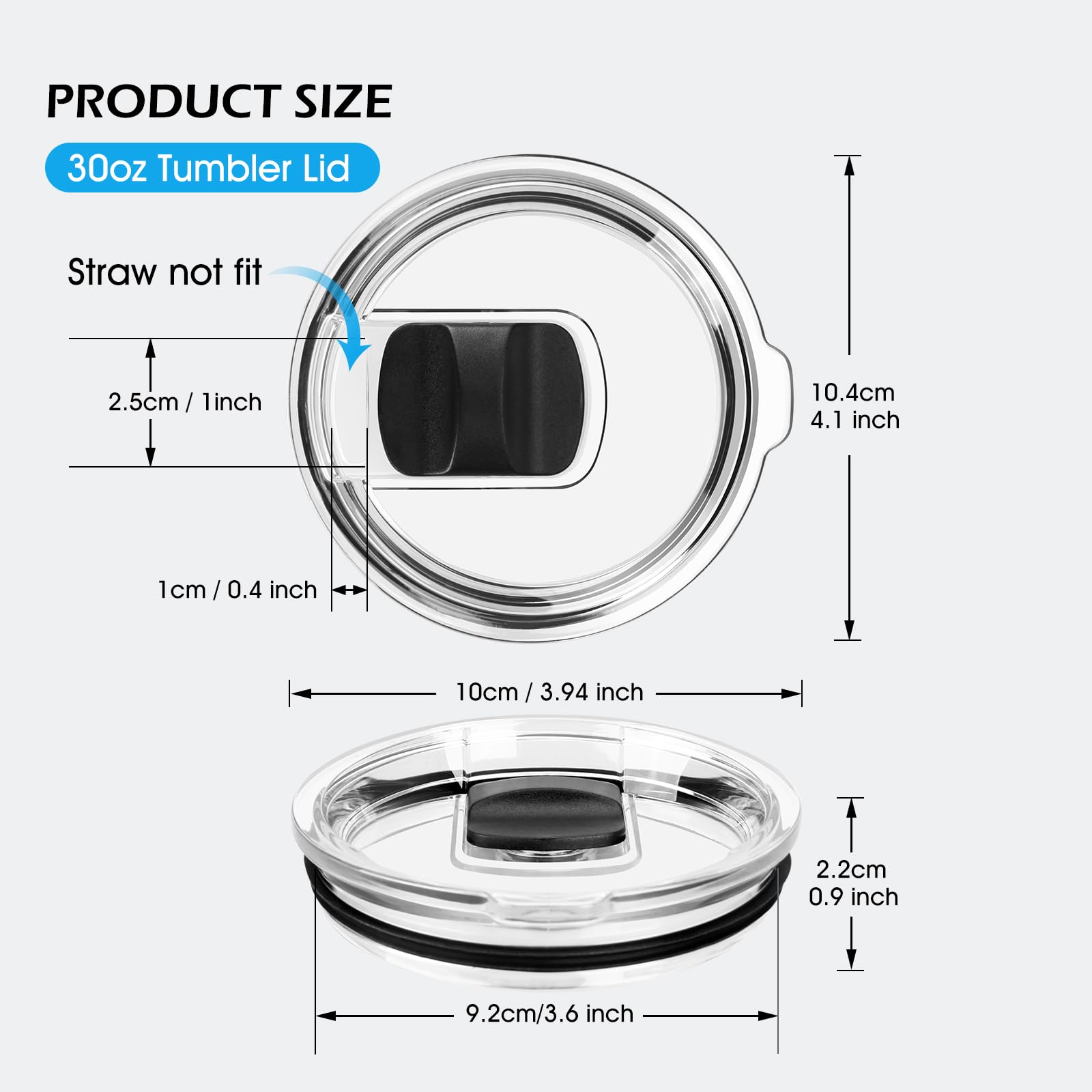 30 oz Tumbler Lid for YETI, 2 Pack Magnetic Top Replacement Lids Compatible for 30 oz Tumbler, 14 oz Mug and 35 oz Straw Mug (With 2 Magnetic Slider Replacement & 2 Replacement Rubber Lid Seals)