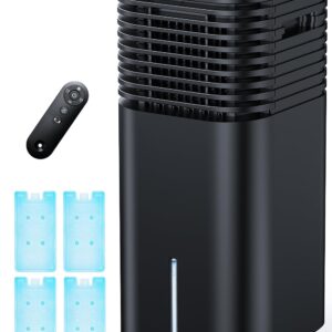 CENSTECH 4-IN-1 Portable Air Conditioners, Evaporative Air Cooler w/4 Modes & 3 Speeds, 15H Timer for Smart Auto-off, 2-Gal Tank for 20H Cooling,17FT Remote,No Hose Needed,120°Oscillating Swamp Cooler