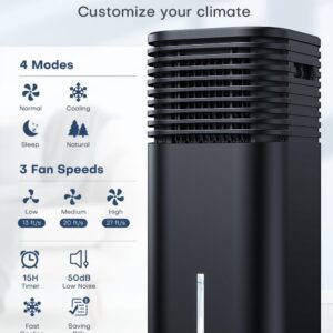 CENSTECH 4-IN-1 Portable Air Conditioners, Evaporative Air Cooler w/4 Modes & 3 Speeds, 15H Timer for Smart Auto-off, 2-Gal Tank for 20H Cooling,17FT Remote,No Hose Needed,120°Oscillating Swamp Cooler