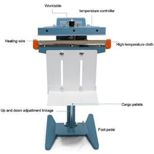 Pedal Heat Sealer,Pedal Impulse Sealer,Adjustable Height,350-800mm Seal Length,2-5mm Sealing Width,0.2-2s Sealing Time,for Sealing Food (Singleheating 650mm)