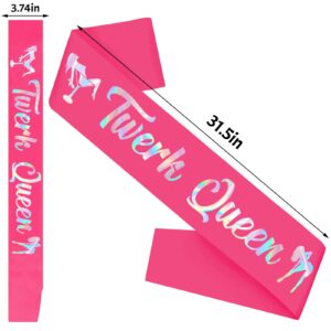 Twerk Queen Sash with Iridescent Foil, Hot Pink Twerk Birthday Sash, Bachelorette Sash, Girls Night Sash, Costume Party Sash, Birthday, Bridal Shower, Bachelorette Party Decorations, Hen Party Favors