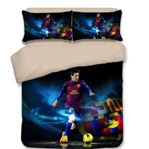 bedding cartoon duvet cover for kids football superstar cute bedding sets 3d printed lightweight 3 pieces duvet cover sets with 1 duvet cover and 2 pillow pillowcases for adult (twin, p1)