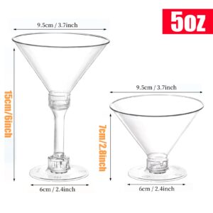 25 Pack Plastic Martini Cocktail Glasses Reusable Cocktail Glasses for Bar, Margarita, Whiskey, Tequila,Tall Cocktail Glasses, Appetizer Dessert Cups Drinkware for Home Restaurant Party Supply