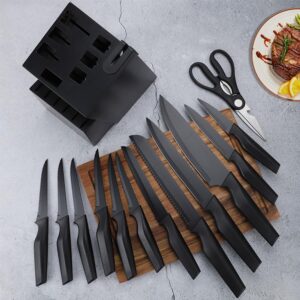 Knife Sets for Kitchen, 15 Pieces Kitchen knives Set with Built-in Sharpener, High Carbon Stainless Steel Chef Knife Block Sets, Sharp & Rust Resistant Dishwasher Safe