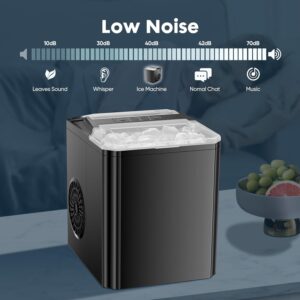 Ice Maker, Portable Countertop Icemaker Machine, Self Cleaning Quiet 2 Sizes Bullet Cubes Makers, 9 Cubes in 6 Mins, 26lbs/24Hrs with Ice Scoop, Basket for Home Kitchen Party