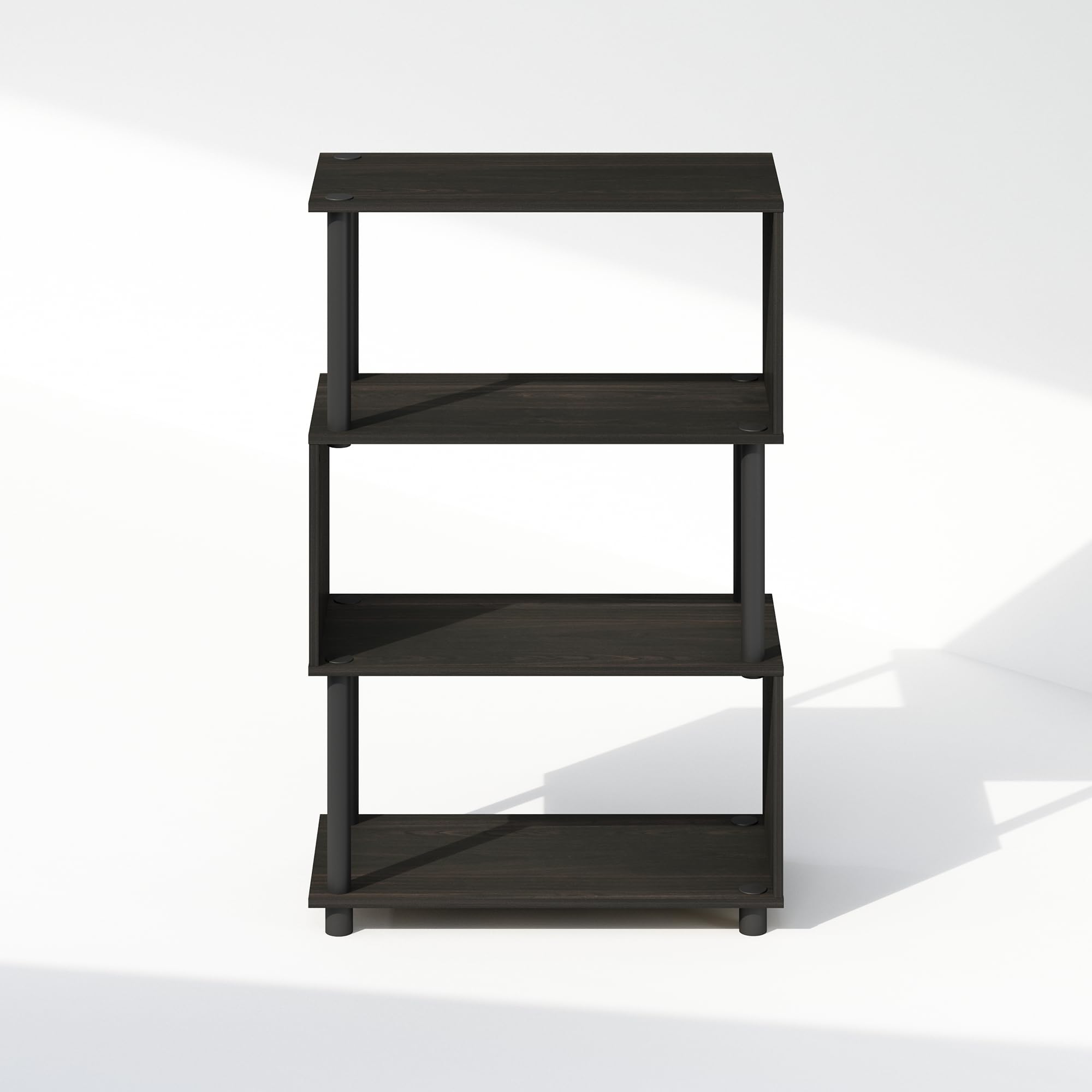 Furinno Reed 4-Tier S-Shaped Bookcase, Bookshelf, Espresso