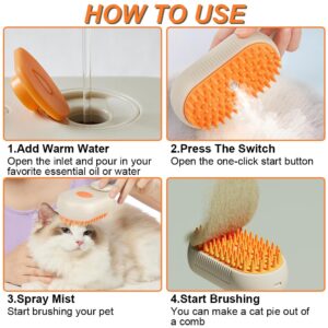 Cat Steam Brush for Shedding - 2025 New Cat Grooming Brush With Steam, Rechargeable Steam Pet Brush for Dogs and Cat,Anti-Static Steam Pet Brush,Massage, Cleaning, Shedding & Combing All In One