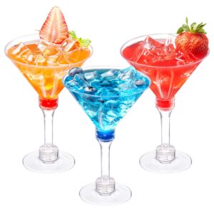 25 pack plastic martini cocktail glasses reusable cocktail glasses for bar, margarita, whiskey, tequila,tall cocktail glasses, appetizer dessert cups drinkware for home restaurant party supply