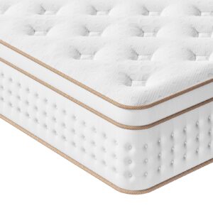 vesgantti king mattress, 14 inch memory foam hybrid mattress in a box with individual pocket spring, king size mattress for pressure relief, motion isolation, medium firm support