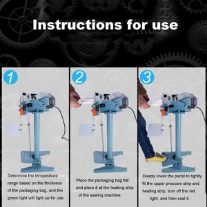 Pedal Heat Sealer,Pedal Impulse Sealer,Adjustable Height,350-800mm Seal Length,2-5mm Sealing Width,0.2-2s Sealing Time,for Sealing Food (Singleheating 650mm)