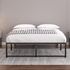 vecelo queen metal platform bed frame,heavy duty sturdy steel slats support/matress foudation/no box spring needed,reinforced