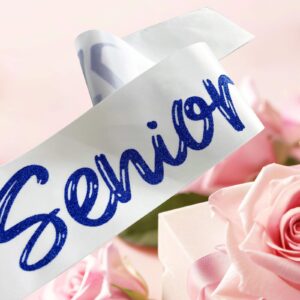 4Pcs White Senior Sash 2025 Satin with Blue Glitter Letters - Senior Cheerleader 2025 Sash - 2025 Graduation Celebrations Sashes - Senior Cheer Sash - Class Competition Sashes - White Blue