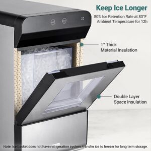 Gevi Household V2.0 Countertop Gemi Nugget Ice Maker | Self-Cleaning Pellet Ice Machine | Stainless Steel Housing |16.7''H Fits Perfectly Under Wall Cabinet | Black with Viewing Window