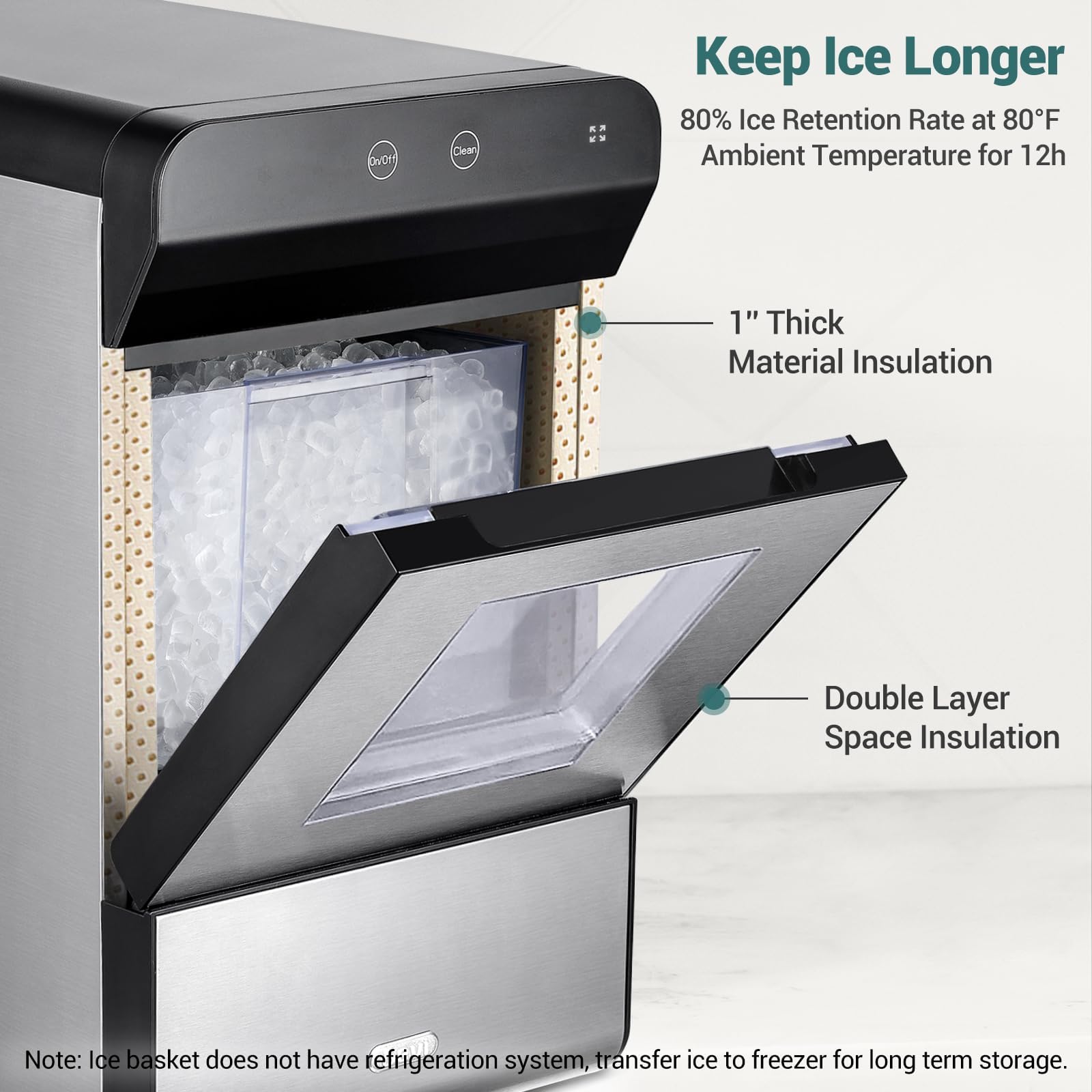 Gevi Household V2.0 Countertop Gemi Nugget Ice Maker | Self-Cleaning Pellet Ice Machine | Stainless Steel Housing |16.7''H Fits Perfectly Under Wall Cabinet | Black with Viewing Window