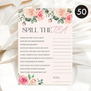 50 Spill The Tea Party (50-Cards) Fun Bridal Shower Game Activity, Who Knows the Bride Best, Decorations, Engagement Party, Rehearsal Dinner, Bridgerton