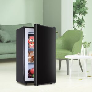 rosmena Upright Freezer, 3.6 Cu.Ft Small Freezer with Reversible Single Door, 3-Speed Temperature Adjustment (Down to -13°F), Standing Mini Freezer with 3-Layer Condenser Tube for Home, Kitchen