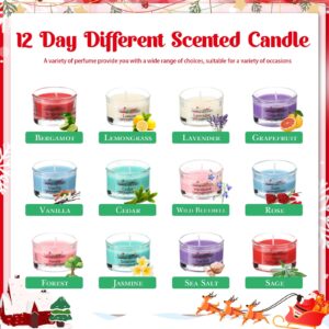 Conelist 12 Days Christmas Advent Calendar 2024 Scented Candles Gift for Women Adult Christmas Countdown Calendar with Assorted Scented Candle 1 oz Soy Wax Candles