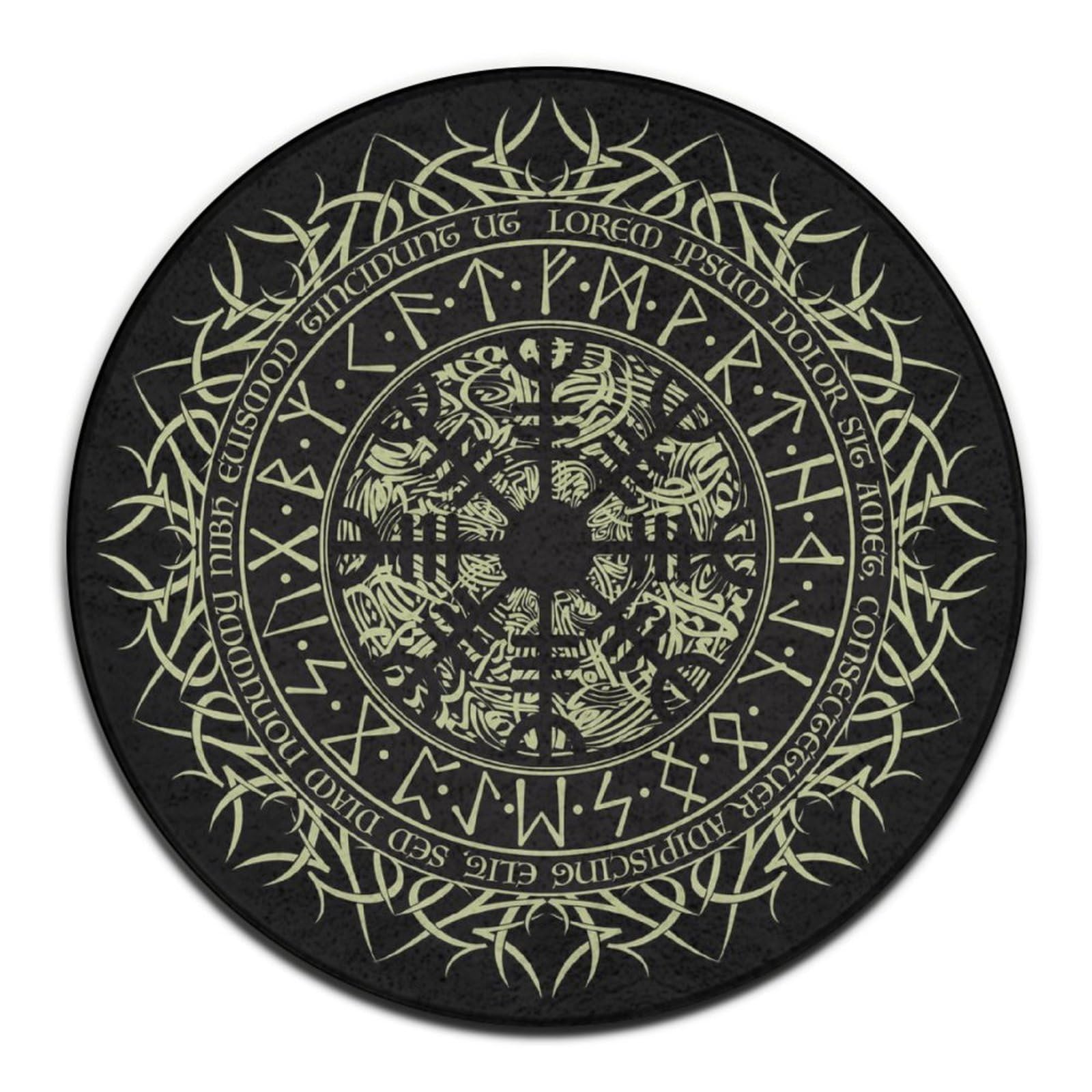 Washable Round Rug Circle Area Rugs for Bedroom Entryway Non Slip Carpet for Living Room Coffee Table Kitchen (Norse Viking Vegvisir Runic Compass)