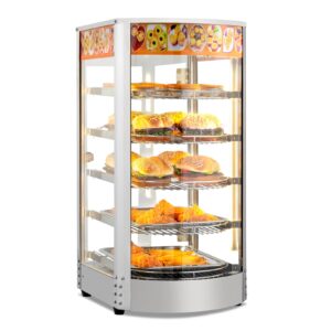 rovsun food warmer display pizza warmer, commercial countertop food warmer electric pretzel warmer with removable shelves led lighting glass door for restaurant buffet 800w (5 tiers)