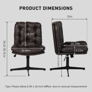 FNCK Criss Cross Chair, Ergonomic Office Chair Lumbar Support, Comfy Cross Legged Computer Desk Chairs No Wheels Armless Gaming Chair, Swivel Height Adjustable Work Chair Low Back Wide Seat