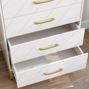 Patikuin 4 Drawer Dresser Dresser for Bedroom Wooden, Chest of Drawers White Dresser with Metal Handle, White Dresser for Bedroom,Living Room,Hallway and Entryway