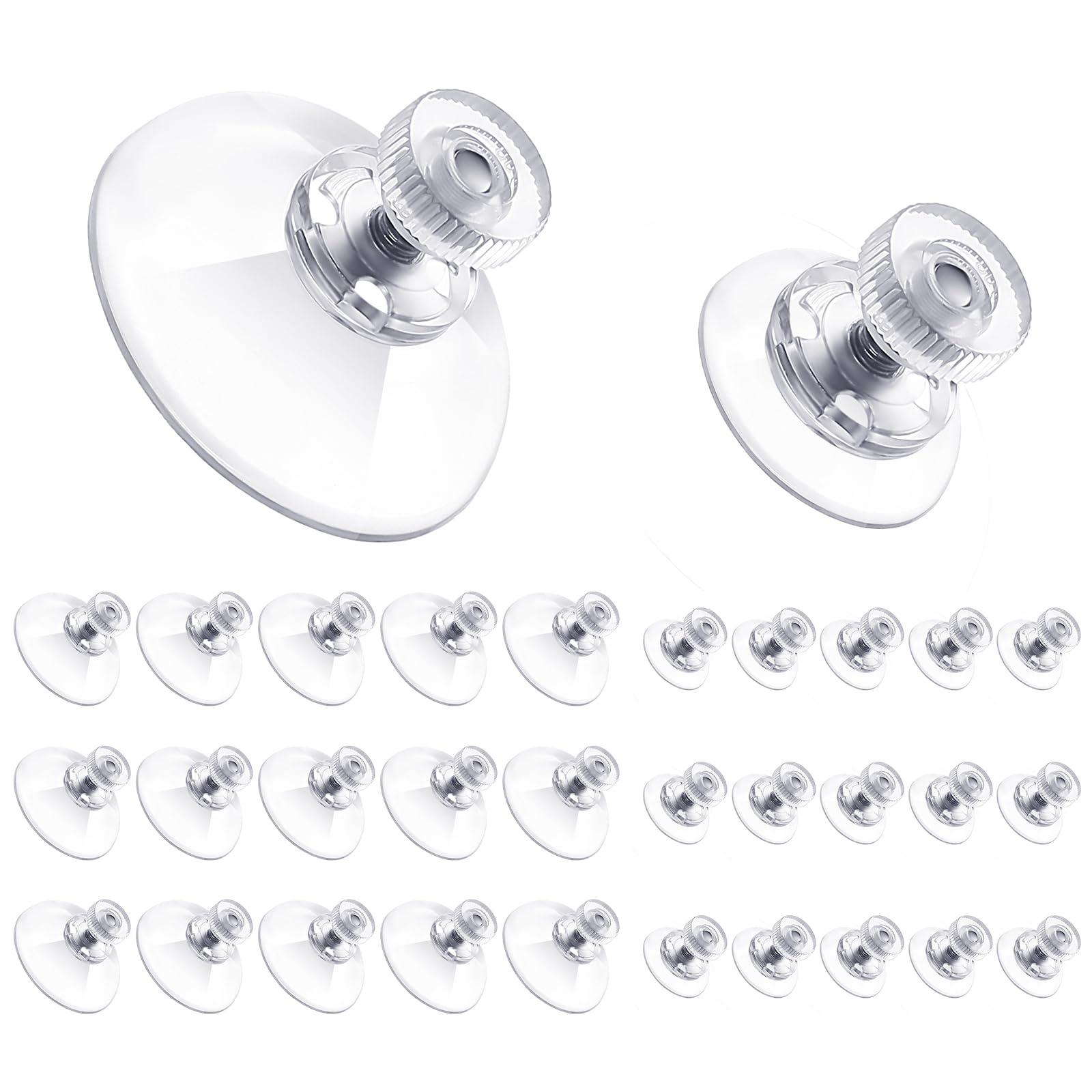 Teenyyou 30 Packs Adhesive Suction Cups Bulk with Screws Nut 25mm/40mm Suction Pads Clear PVC Sucker Pads Suction Hook Holder for Window Wall Car Door Shade License Plates Decor