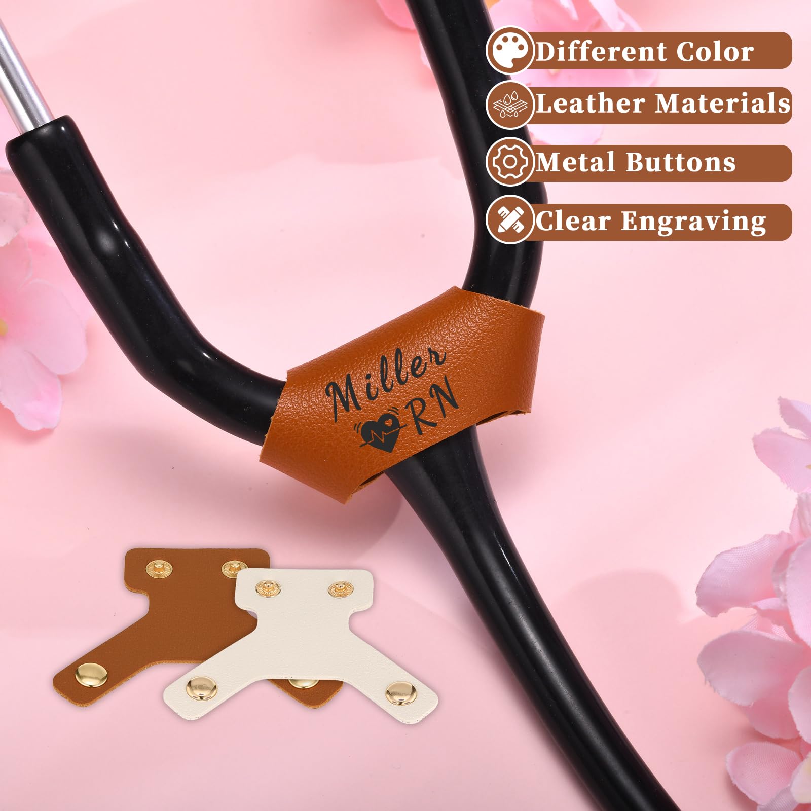 Stethoscope Id Tag Personalized-Leather Stethoscope Name Tag for Vet, Pediatrics, Medical, Custom Name Stethoscope Leather Name Tag for Christmas Nurses Week Gift