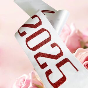 4Pcs White Senior Sash 2025 Satin with Red Glitter Letters - Senior Cheerleader 2025 Sash - 2025 Graduation Celebrations Sashes - Senior Cheer Sash - Class Competition Sashes - White Red