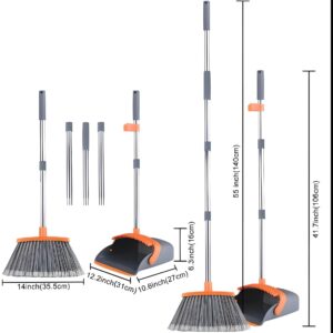 Self-Cleaning Broom and Dustpan Set, Indoor/Outdoor, with Dustpan Teeth, Stand Up Design