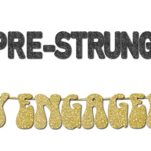 Pre-Strung In My Engaged Era Banner for Bachelorette Party Decorations,Bride To Be Backdrop, Bridal Shower Supplies,Gold Glitter（Engaged）