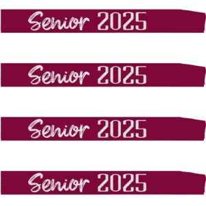 4pcs maroon senior sash 2025 satin with silver glitter letters - senior cheerleader 2025 sash - 2025 graduation celebrations sashes - senior cheer sash - class competition sashes - maroon silver