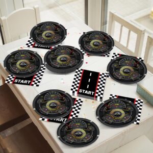 50Pcs Race Car Party Plates and Napkins Start Your Engines Dessert Plates Racing Themed Party Decorations Race Car Party Plates Tableware Set Serves 25 Guests Kids Birthday Baby Shower Party Supplies