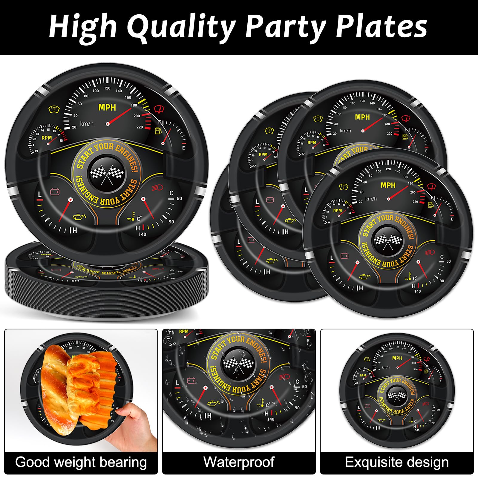 50Pcs Race Car Party Plates and Napkins Start Your Engines Dessert Plates Racing Themed Party Decorations Race Car Party Plates Tableware Set Serves 25 Guests Kids Birthday Baby Shower Party Supplies